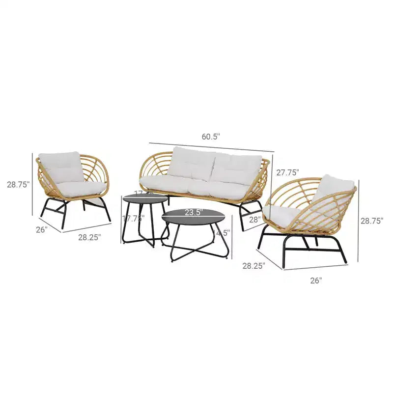 GRANDPATIO vanjski pleteni set za terasu od 5 dijelova s dvosjedom