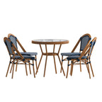 Commerciële bistroset voor binnen en buiten met tafel en vier stoelen