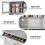 Kitchen Pantry Cabinet with Microwave Stand, Hutch Cabinet with Buffet Cupboard and Adjustable Shelves, for Kitchen, Dining Room