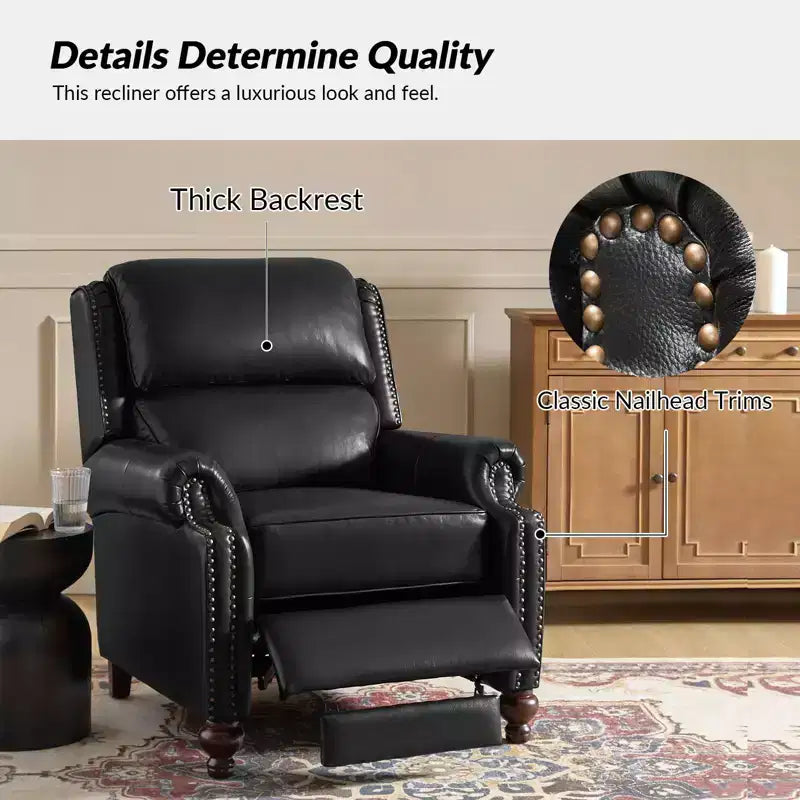Set van 2 moderne Elisabete-fauteuils met hoge rugleuning van echt leer en vintage spijkerkopafwerking voor woonkamer en slaapkamer| ART OF LIVING DESIGNS