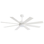 65 Inch 8-Blade Black LED Ceiling Fan with Light and Remote