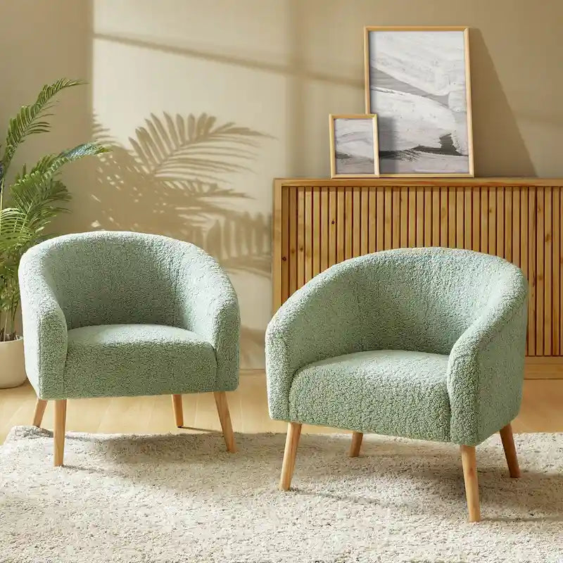 Sheila moderner 30 W Bouclé-Sessel mit Beinen aus Massivholz, 2er-Set von HULALA HOME