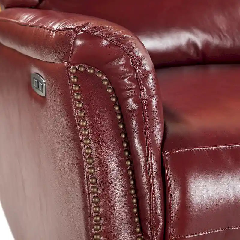 Eduardo elektrischer Relaxsessel aus echtem Leder mit USB-Anschluss, 2er-Set