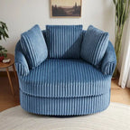 Extra grote 43 W pluche corduroy draaifauteuil met verzonken armleuningen en kuipvorm