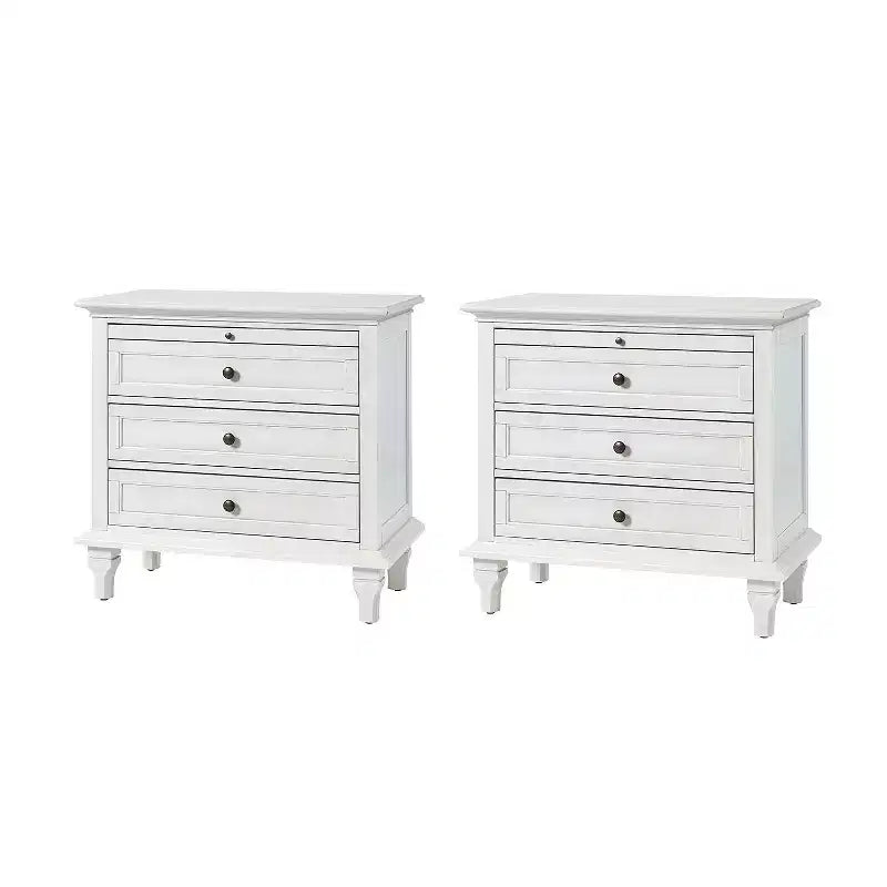 Comodino Giorgio con 3 cassetti e prese integrate, set da 2|HULALA HOME