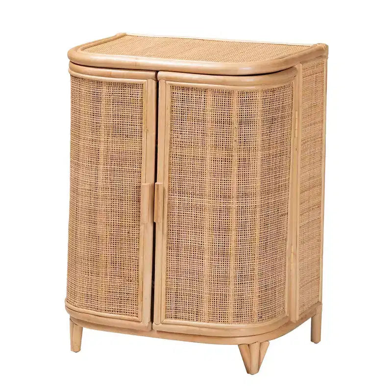 bali & pari Yanka natuurlijke rotan opbergkast, naturel: handgemaakt, 2 planken, bohemian design