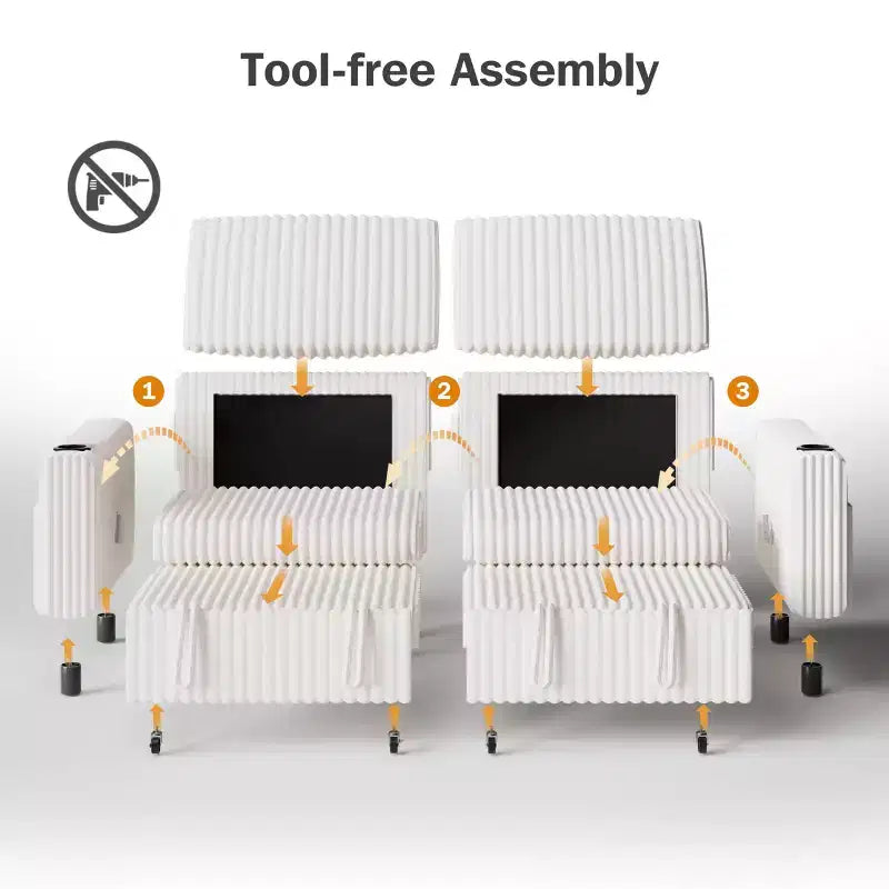 Divano letto componibile Dyonery 91 con letto estraibile, schienale reclinabile, due letti estraibili, porte USB e portabicchieri, in morbido velluto a coste