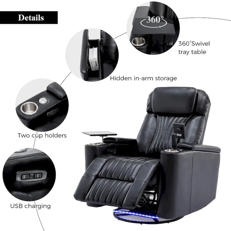 Poltrona reclinabile elettrica multifunzionale girevole a 270° per home theater