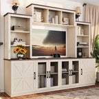 Moderne tv-kast voor een 55-inch tv met oplaadstation, mediaconsole met grote opbergkasten, entertainmentcentrum voor de woonkamer-Panipeachy