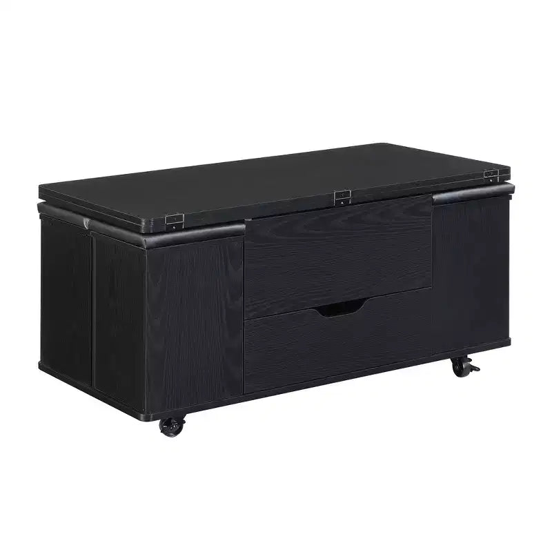 Multifunktionaler moderner Couchtisch mit Liftplatte, verborgenem Stauraum, 4 Hockern und Rollen – perfekt für moderne Wohnbereiche