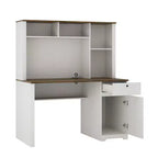 Moderne computerbureau van 51,18 inch met opzetkast en boekenkast, kantoorbureau met veel opbergruimte, schrijf bureau voor studeerkamer en leesruimte