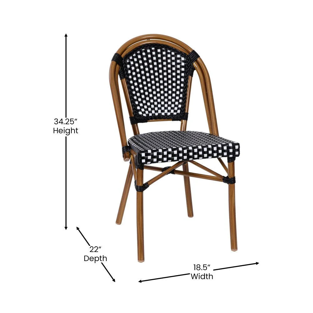 Commerciële bistroset voor binnen en buiten met tafel en vier stoelen