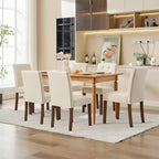 Parsons-eetkamerstoelen met knopen en capitonnering, set van 6 / 4 – gestoffeerde keukenstoelen met houten poten en gewatteerde zittingen – meubels voor woonkamer en keuken