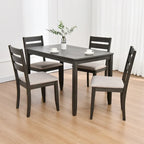 Set da pranzo composto da 5 pezzi in legno massello, 47 L (1 tavolo + 4 sedie con schienale a doghe)