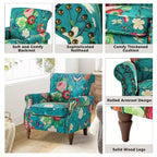 Araceli traditionele houten bloemenfauteuil met bekleding, hoge rugleuning en sierspijkerrand| ART OF LIVING DESIGNS