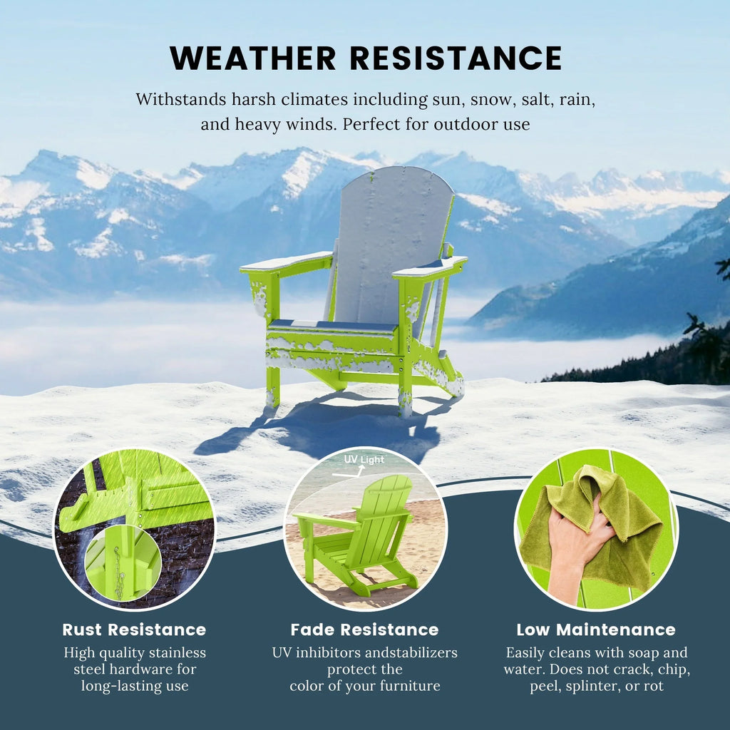 Polytrends Laguna Adirondack stolica za vanjsku terasu, otporna na izbljeđivanje i sve vremenske uvjete, sklopiva