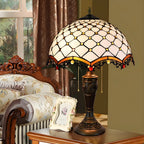 HomeyFad Vintage-Tischlampe mit 2 Leuchten, Edelstahlsockel und gläsernem Kuppelschirm