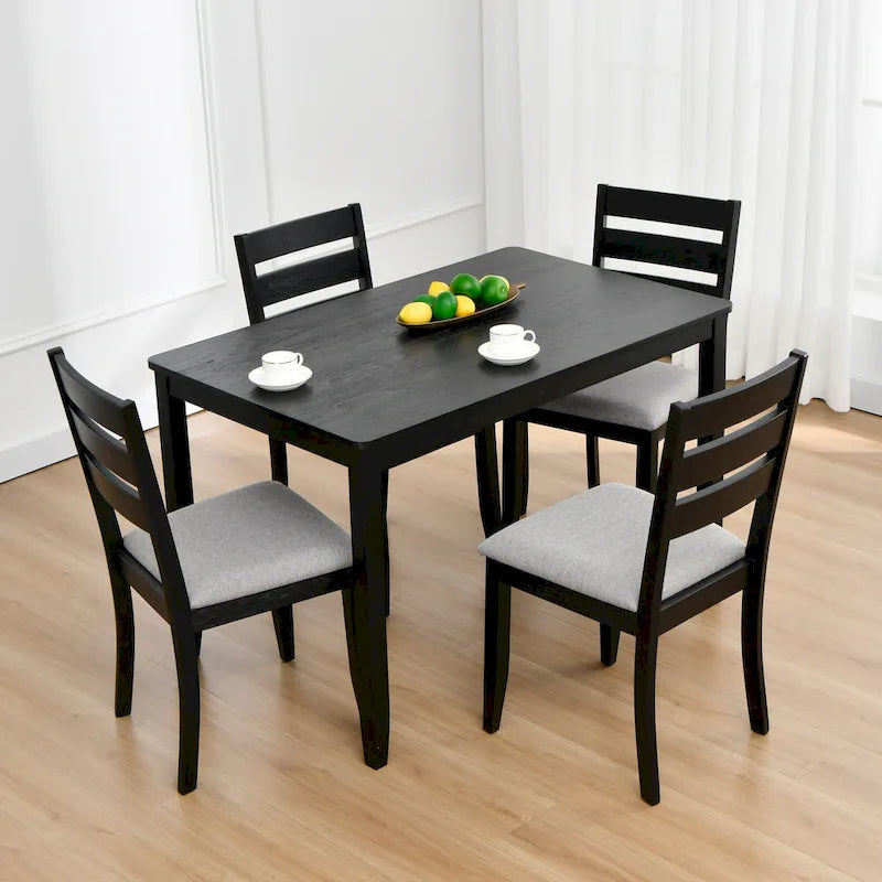 Houten eetkamerstoelen met lattenrug, set van 4