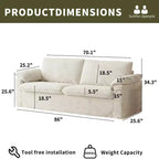 Sufan loveseat Dyonery 86 Cloud, sedil fond u mħaded wesgħin għall-dirgħajn, qafas b'saħħtu, disinn ergonomiku li jieħu n-nifs