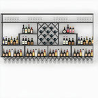 Rectangular Black Metal Wall-Mounted Wine Bottle Rack