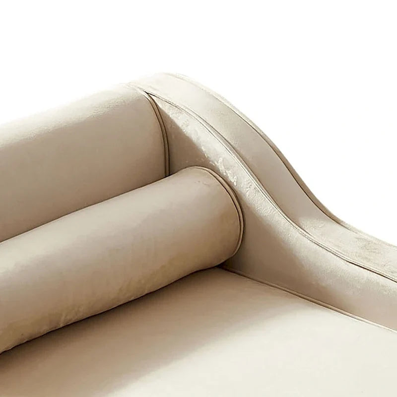 Chaise longue elegante francese rivestita in velluto con contenitore e cuscino