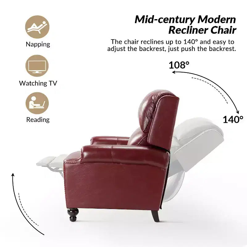 Set van 2 moderne Elisabete-fauteuils met hoge rugleuning van echt leer en vintage spijkerkopafwerking voor woonkamer en slaapkamer| ART OF LIVING DESIGNS