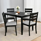 Set da pranzo composto da 5 pezzi in legno massello, 47 L (1 tavolo + 4 sedie con schienale a doghe)