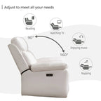 Elektrisch verstellbares Sofa mit kabellosem Ladegerät, Leselicht, LED-Beleuchtung für das Wohnzimmer, Kunstleder, AC-/USB-Anschluss, Getränkehalter, Schwarz