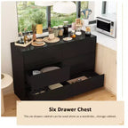 Drehbares/ausziehbares Smart-Buffet-Sideboard mit 6 Schubladen, verlängerter Tischplatte, rutschfester Matte, drehbarem Esstisch und Kücheninsel-Speisekammer