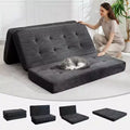 Divano letto con materasso pieghevole a tre sezioni SunnyFurn da 15 cm, 190,5 x 138 cm, letto per ospiti pieghevole in schiuma con velluto a coste trapuntato, portatile per campeggio, soggiorno e camera da letto