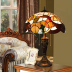 HomeyFad Vintage-Tischlampe mit 2 Leuchten, Edelstahlsockel und gläsernem Kuppelschirm