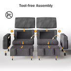 Dyonery 91 Eckschlafsofa mit ausziehbarem Bett, verstellbarer Rückenlehne, zwei ausziehbaren Betten, USB-Anschlüssen und Getränkehaltern, weicher Cordbezug