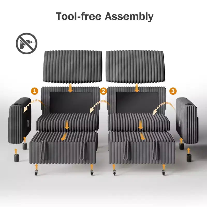 Dyonery 91 Eckschlafsofa mit ausziehbarem Bett, verstellbarer Rückenlehne, zwei ausziehbaren Betten, USB-Anschlüssen und Getränkehaltern, weicher Cordbezug