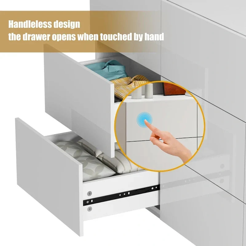 Cassettiera a 9 cassetti, mobile contenitore e organizzatore per camera da letto con luce