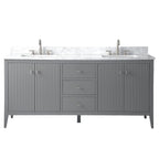 Vanity Art 72 Double Sink Bathroom Vanity Cabinet with Engineered Marble Top
