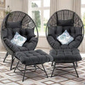 Sedia a uovo da interno FINCATI, sedia a uovo da esterno da 440 libbre, sedia a uovo oversize con pouf, sedia a uovo di lusso e confortevole con poggiapiedi