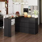 Drehbares/ausziehbares Smart-Buffet-Sideboard mit 6 Schubladen, verlängerter Tischplatte, rutschfester Matte, drehbarem Esstisch und Kücheninsel-Speisekammer