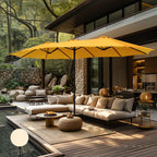 MAISON ARTS dubbele parasol voor terras, 15 ft, extra groot, tweepersoons, inclusief voet