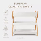 Comfy Cubs Baby Changing Table - Sturdy Wood Construction, Timeless Look with Two Open Shelves for Infant Essentials