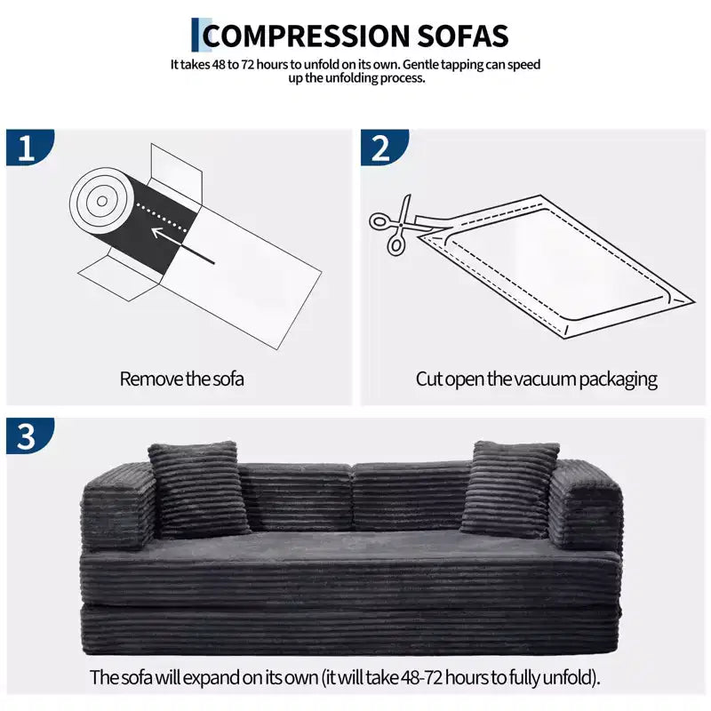 80.7 5-in-1 Convertible Sleeper Sofa Bed 鈥?Corduroy, 1200 lbs, No Assembly