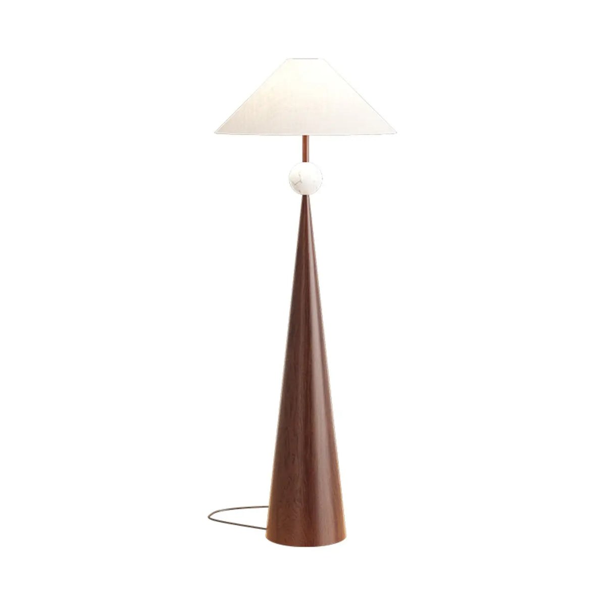 Moderne konisch zulaufende Metall-Stehlampe mit Stoffschirm