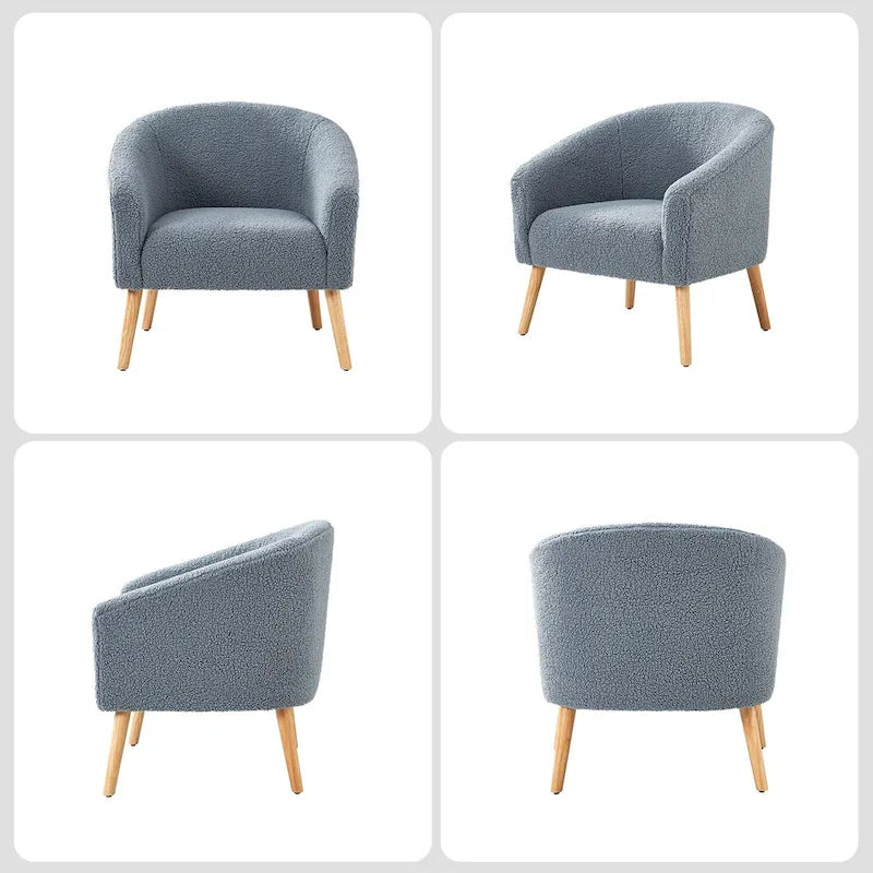Sheila moderner 30 W Bouclé-Sessel mit Beinen aus Massivholz, 2er-Set von HULALA HOME