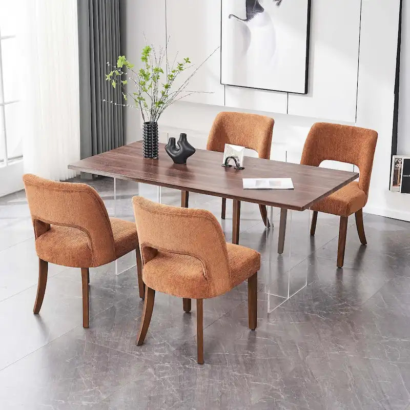 Set di 4 sedie da pranzo rivestite in tessuto