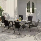 Terrasstoelen, stapelbare buiteneetkamerstoelen, set van 4/6, lichtgewicht weerbestendige textilene tuinstoelen met armleuningen voor achtertuin en zwembadterras