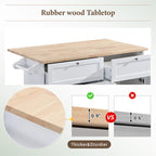 TOPMAX keukeneilandset met uitklapbaar blad en 2 zitplaatsen, eetkamertafelset met verstelbare plank, laden en handdoekrek