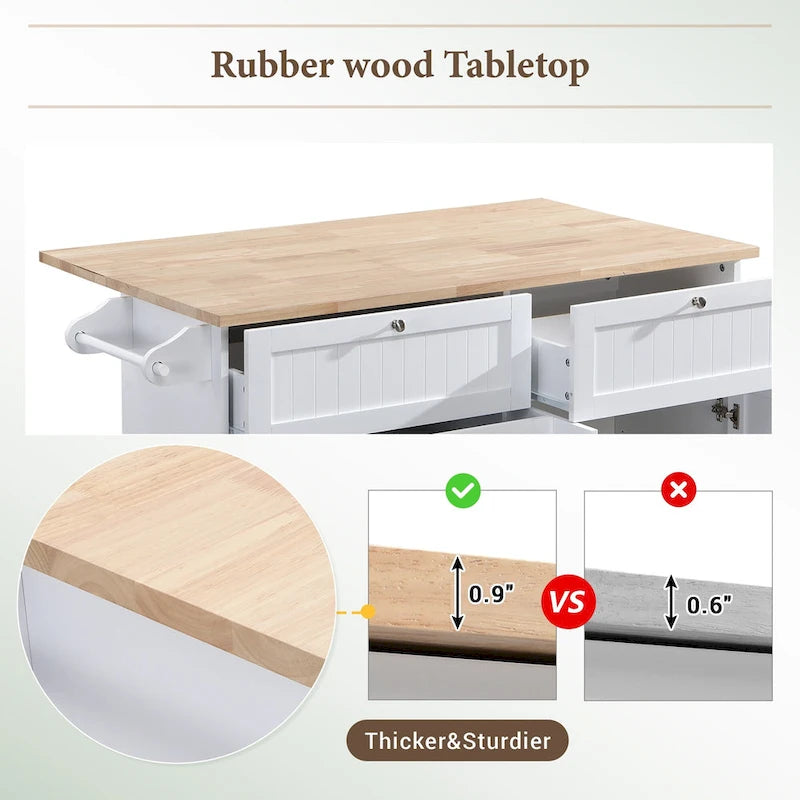 TOPMAX keukeneilandset met uitklapbaar blad en 2 zitplaatsen, eetkamertafelset met verstelbare plank, laden en handdoekrek