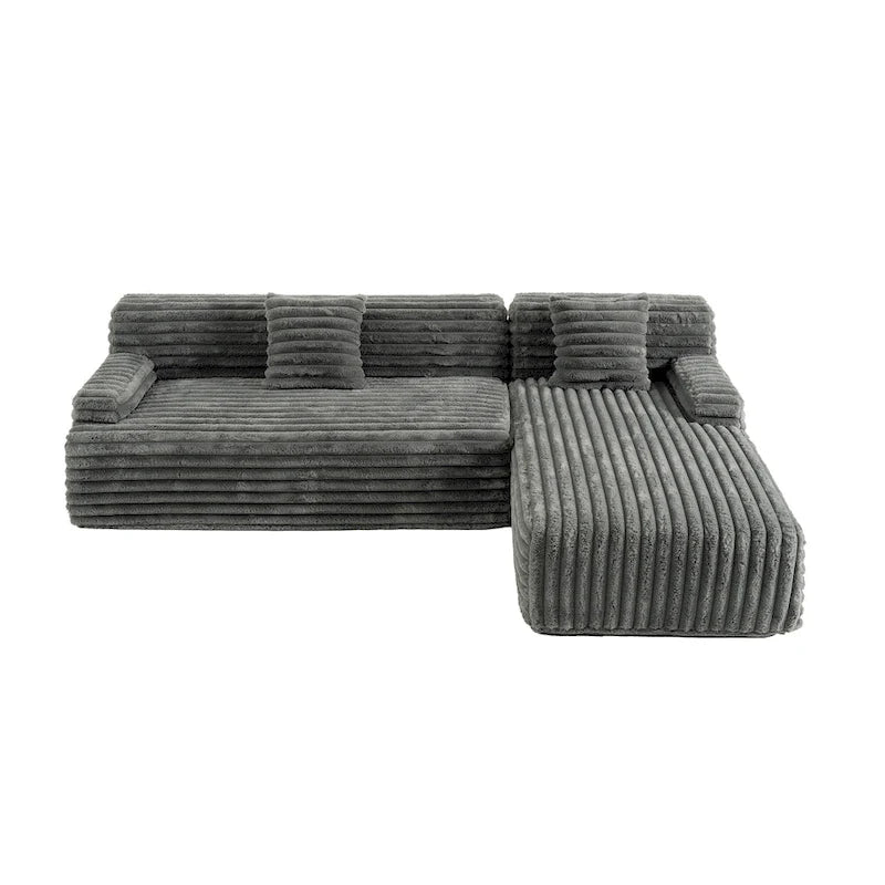 Modularna kutna sofa Cloud, moderna tapecirana sofa s 2 ukrasna jastuka, slobodno kombinirajuća modularna sofa u obliku slova L