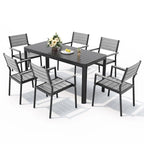 Outdoor 5/7-Piece Patio Aluminum Dining Set Stackable Chairs and Extendable Table