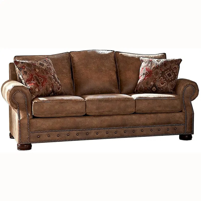 Rustiekbruine slaapbank met Rancho-buckskinbekleding - 37 x 86 x 40
