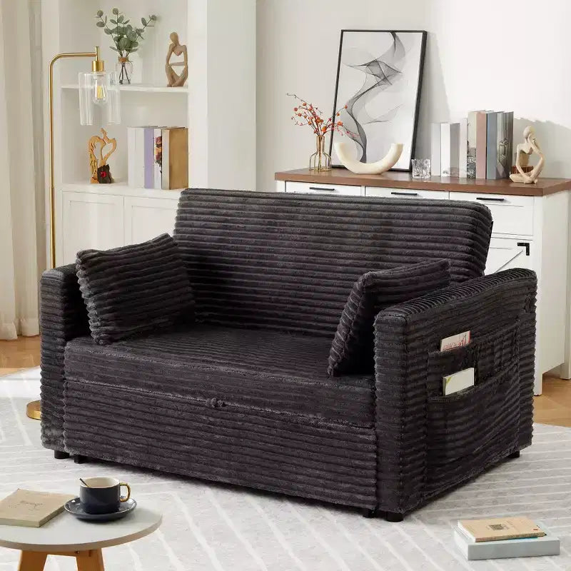55 converteerbare loveseat-slaapbank met uitschuifbare voetensteun en verstelbare rugleuning, ruimtebesparende bank voor kleine appartementen